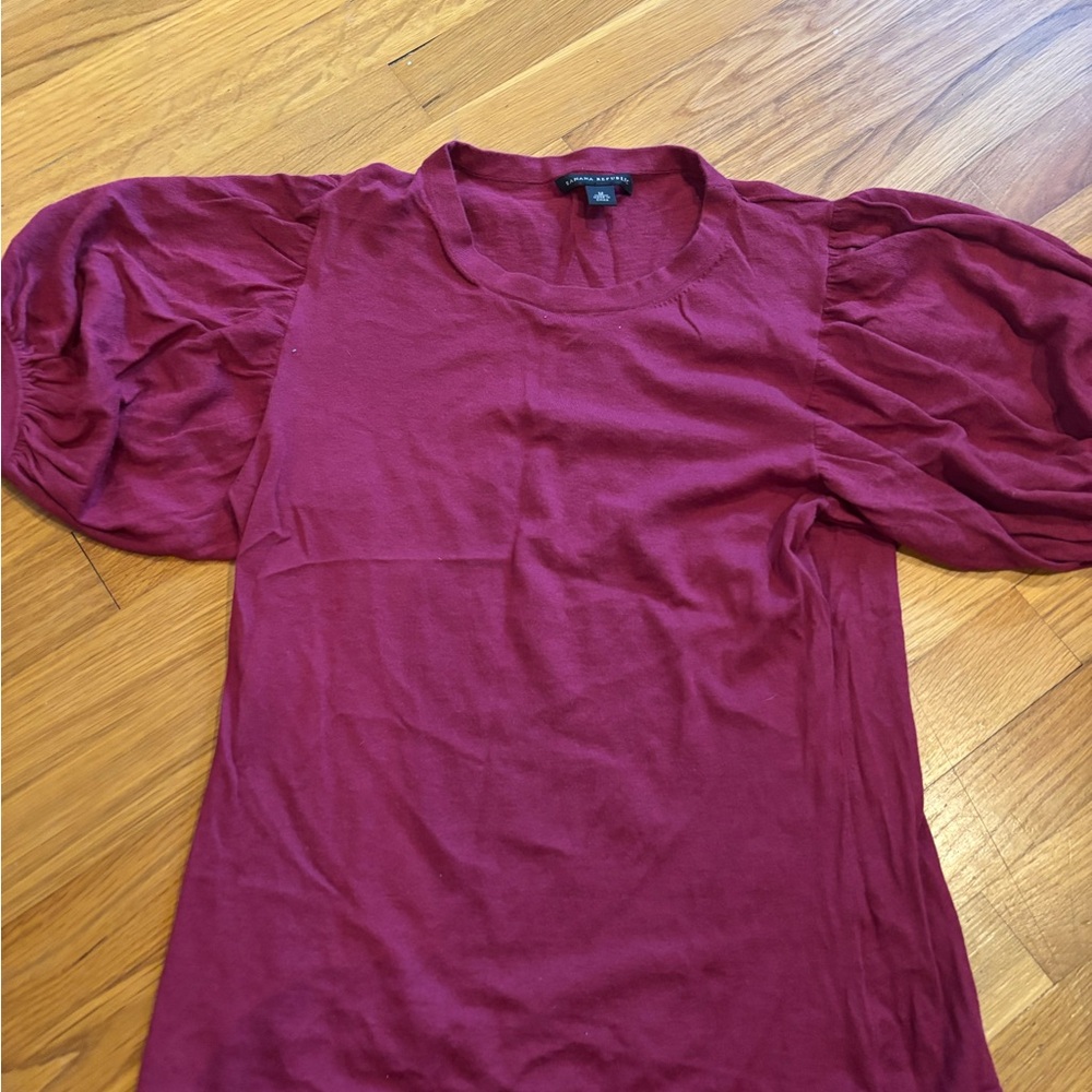 Make a bundle offer! Banana Republic Maroon Puff Sleeve lightweight sweater